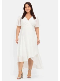 Chiffonkleid Groe Gren Gr. 46, Normalgren, wei (offwhite) Damen Kleider Partykleid im Lagenlook, mit Unterkleid