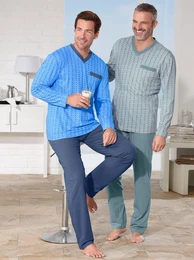 Schlafanzug KINGS CLUB Gr. 60/62, bunt (mint + blau) Herren Homewear-Sets