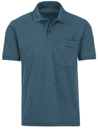 Poloshirt Polohemd mit Brusttasche , Herren, Gr. XL, blau (jeans, melange), 100% Baumwolle, Basic, Kurzarm, Shirts