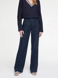 Leinenhose Gr. 42, Normalgren, blau (nachtblau) Damen Hosen