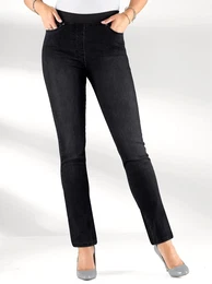 Schlupfjeans INSPIRATIONEN Gr. 23, Kurzgren, schwarz (black, denim) Damen Jeans