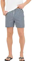 Shorts Bade-/Freizeitshorts mit Druckmotiv , Herren, Gr. 5XL, US-Gren, blau (navy), 50% Baumwolle, 50% Polyamid, sportlich, Hosen