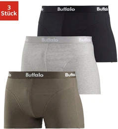 Boxer , Herren, Gr. 4 (S), grn (olivgrn, grau, meliert, schwarz), Jersey, Obermaterial: 95% Baumwolle, 5% Elasthan, Unterhosen, mit Overlock-Nhten vorn