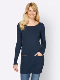 Longpullover Longpullover Gr. 44, blau (dunkelblau) Damen Pullover