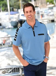 Poloshirt CATAMARAN Kurzarm-Poloshirt Gr. 60/62, blau (hellblau), Herren, 100% Baumwolle, unifarben, Shirts