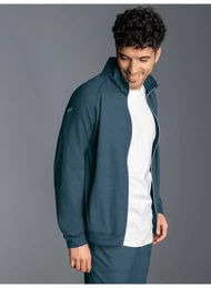 Trainingsjacke Raglanjacke , Herren, Gr. XXL, blau (jeans, melange), 100% Baumwolle, casual, Jacken