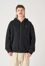 Kapuzensweatshirt Ligull Boxy , Herren, Gr. L, schwarz, 100% Baumwolle, bestickt, casual, normal, ohne Ausschnitt, Langarm, Sweatshirts, Mit Reiverschluss