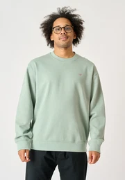 Sweatshirt Ligull Boxy , Herren, Gr. L, grn (hellgrn), 100% Baumwolle, bestickt, casual, Rundhals, Sweatshirts, mit kleiner Mwenstickerei