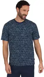 T-Shirt T-Shirt mit freundlichem Smiley-Muster , Herren, Gr. XXL, blau (navy), 100% Baumwolle, Basic, Kurzarm, Shirts