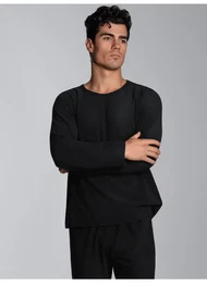 Strickfleece-Pullover FleeceRundhalsshirt , Herren, Gr. L, schwarz, 100% Polyester, Basic, Pullover