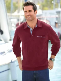 Poloshirt MARCO DONATI Langarm-Shirt Gr. 44/46, rot (bordeaux) Herren Shirts