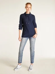 Troyer Troyer Gr. 44/46, blau (marine) Damen Pullover Grobstrickpullover