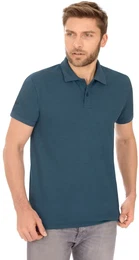 Poloshirt Slim Fit Poloshirt aus DELUXE-Piqu , Herren, Gr. L, blau (jeans, melange), 100% Baumwolle, Basic, Kurzarm, Shirts