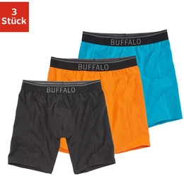 Boxer , Herren, Gr. S, bunt (trkis, orange, schwarz), Jersey, Obermaterial: 92% Baumwolle, 8% Elasthan (LYCRA), unifarben, Unterhosen, in langer Form ideal auch fr Sport und Trekking