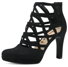 Ankleboots Gr. 38, schwarz Damen Schuhe Stilettoabsatz, Abendmode, High Heel-Stiefelette mit Cut-Outs