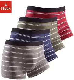 Boxer , Herren, Gr. XL, bunt (olivgrn, gestreift, blau, gestreift, bordeaux, gestreift, grau, gestreift), Jersey, Obermaterial: 95% Baumwolle, 5% Elasthan, gestreift, Unterhosen, mit schwarzem Webbund