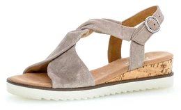 Keilsandalette GENUA Gr. 42, grau (taupe) Damen Schuhe Sommerschuh, Sandale, Keilabsatz, mit Metallic-Effekt