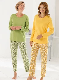 Schlafanzug WSCHEPUR Gr. 48/50, bunt (kiwi, gelb) Damen Homewear-Sets