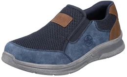 Slipper Gr. 40, blau (jeansblau, navy), Herren, Textil, Lederimitat, used, Schuhe, Schlupfschuh, Freizeitschuh mit seitlichen Stretcheinstzen, G-Weite
