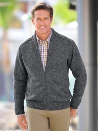 Strickjacke MARCO DONATI Gr. 52, grau (anthrazit, meliert) Herren Strickjacken