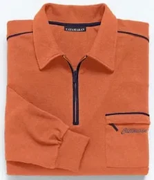 Poloshirt CATAMARAN Langarm-Poloshirt Gr. 52/54, orange (terrakotta), Herren, 100% Baumwolle, unifarben, Shirts