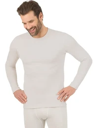 Longsleeve Langarm Funktionsshirt , Herren, Gr. XL, wei, Aussenseite: 100% Baumwolle, Innenseite: 66% Baumwolle, 22% Polyester, 12% Siberfden, sportlich, Langarm, Shirts