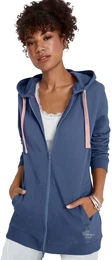 Shirtjacke CASUAL LOOKS Sweatjacke Gr. 46, blau (jeansblau), Damen, 50% Baumwolle, 50% Polyester, unifarben, Shirts