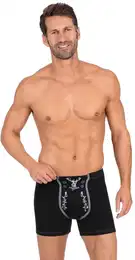 Boxer Pants mit Hirsch , Herren, Gr. S, schwarz, 95% Baumwolle, 5% Elastan, Unterhosen Boxershort Unterhose Unterwsche