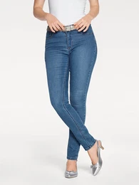 Push-up-Jeans Gr. 42, Normalgren, blau (bleached) Damen Jeans