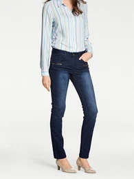 Push-up-Jeans Gr. 21, Kurzgren, blau (blue denim) Damen Jeans