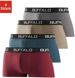 Hipster , Herren, Gr. L, bunt (bordeaux, petrol, khaki, grau), Jersey, Obermaterial: 95% Baumwolle, 5% Elasthan, unifarben, Unterhosen, knapp sitzende Boxershorts mit Kontrastbund aus Baumwollmischung
