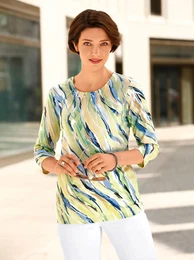 3/4-Arm-Shirt CLASSIC BASICS Shirt , Damen, Gr. 50, grn (pistazie, bedruckt), 100% Baumwolle, gemustert, mehrfarbig, Rundhals, Shirts