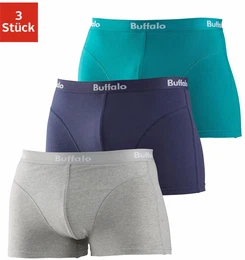 Boxer , Herren, Gr. 7 (XL), blau (navy, trkis, grau, meliert), Jersey, Obermaterial: 95% Baumwolle, 5% Elasthan, Unterhosen, mit Overlock-Nhten vorn