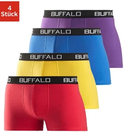 Boxer Boxershorts fr Herren , Herren, Gr. M, bunt (rot, gelb, blau, lila), Jersey, Obermaterial: 95% Baumwolle, 5% Elasthan, unifarben, krpernah, Unterhosen, aus Baumwoll-Mix