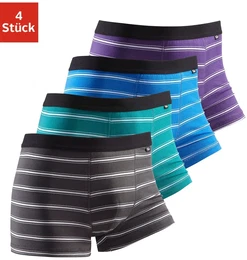 Boxer , Herren, Gr. XL, bunt (grn, gestreift, blau, gestreift, lila, gestreift, dunkelblau, gestreift), Jersey, Obermaterial: 95% Baumwolle, 5% Elasthan, gestreift, Unterhosen, mit schwarzem Webbund