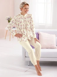 Schlafanzug WSCHEPUR Gr. 48/50, beige (champagner, bedruckt) Damen Homewear-Sets