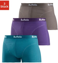 Boxer , Herren, Gr. 6 (L), bunt (lila, petrol, grau), Jersey, Obermaterial: 95% Baumwolle, 5% Elasthan, Unterhosen, mit Overlock-Nhten vorn