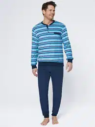 Schlafanzug KINGS CLUB Gr. 56/58, blau (blau, gestreift) Herren Homewear-Sets