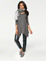 Longshirt Longshirt Gr. 50, grau (grau, melange) Damen Shirts