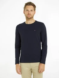 Langarmshirt STRETCH SLIM FIT LONG SLEEVE , Herren, Gr. M (48/50), blau (desert sky), Single Jersey, Obermaterial: 96% Baumwolle, 4% Elasthan, unifarben, bestickt, casual, schmal hftbedeckend, Rundhals, Langarm abgesteppt, Shirts, aus b