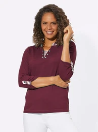 3/4-Arm-Shirt CASUAL LOOKS Shirt Gr. 50, rot (bordeaux) Damen Shirts