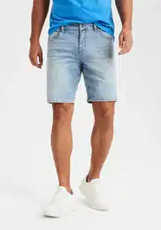 Jeansshorts 5-Pocket Shorts , Herren, Gr. 32, N-Gr, blau (light blau), Jeans, Obermaterial: 98% Baumwolle, 2% Elasthan, casual, regular fit knielang, Jeans, mit normaler Bundhhe, kurze Hose aus elastischer Denim-Qualitt