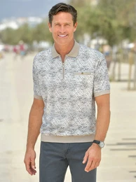 Poloshirt MARCO DONATI Kurzarm-Poloshirt Gr. 52/54, wei (wei, bedruckt), Herren, 100% Baumwolle, Kragen und rmelabschluss:95% Baumwolle, 5% Elasthan, gemustert, mehrfarbig, Shirts