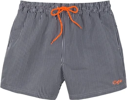 Badeshorts , Herren, Gr. XL (54/56), N-Gr, schwarz-wei (schwarz, wei), Microfaser, Polyester, Recycling-Polyester, Microfaser, gestreift, Badehosen, in feinem Streifenlook