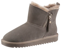 Winterboots ALASKA Gr. 41, grau (taupe) Damen Schuhe aus echtem Lammfell, G-Weite
