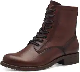Schnrstiefelette Gr. 41, braun (cognac) Damen Schuhe Blockabsatz, Schnrboots, Busisnessschuh im glnzenden Metallic-Look