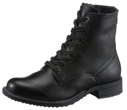 Schnrstiefelette Gr. 40, schwarz Damen Schuhe Blockabsatz, Schnrboots, Busisnessschuh im glnzenden Metallic-Look