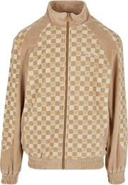 Trainingsjacke Herren JM224-010-01 SJ Check Velours Trackjacket , Herren, Gr. M, beige (schwarz beige, light beige), 75% Baumwolle, 25% Polyester, kariert, klassisch, normal, amerikanischer Ausschnitt, Langarm, Jacken