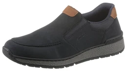 Slipper , Herren, Gr. 40, bunt (dunkelblau, braun), Nubuklederimitat, Textil, sportlich, Schuhe, mit kontrastfarbenen Bestzen, bequeme Form