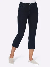 3/4-Jeans CASUAL LOOKS, Damen, Gr. 48, Normalgren, blau (dunkelblau, denim), 81% Baumwolle, 17% Polyester, 2% Elasthan, unifarben, 3/4-Lnge, Jeans